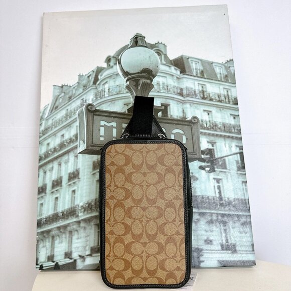 Coach C9865 Sullivan Pack In Blocked Signature Canvas IN Khaki Charcoal - Picture 2 of 8